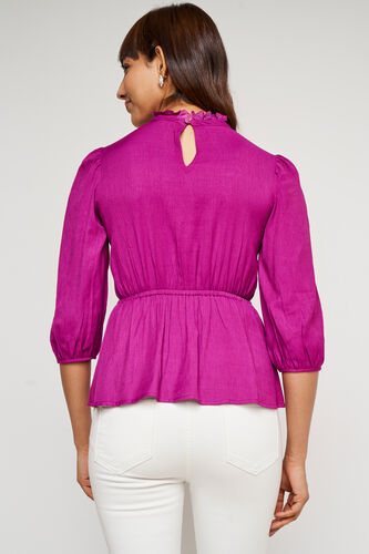 Magenta Solid Flared Top, Magenta, image 5
